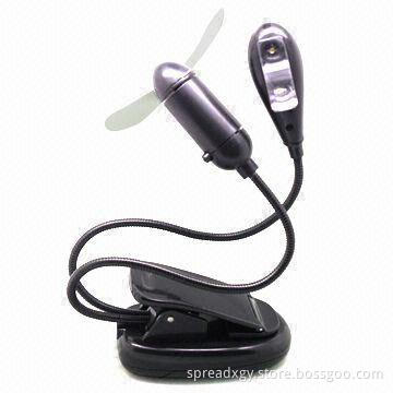 LED Light and Fan with Clip and High Brightness LEDs, Fan Function, OEM Orders are Welcome